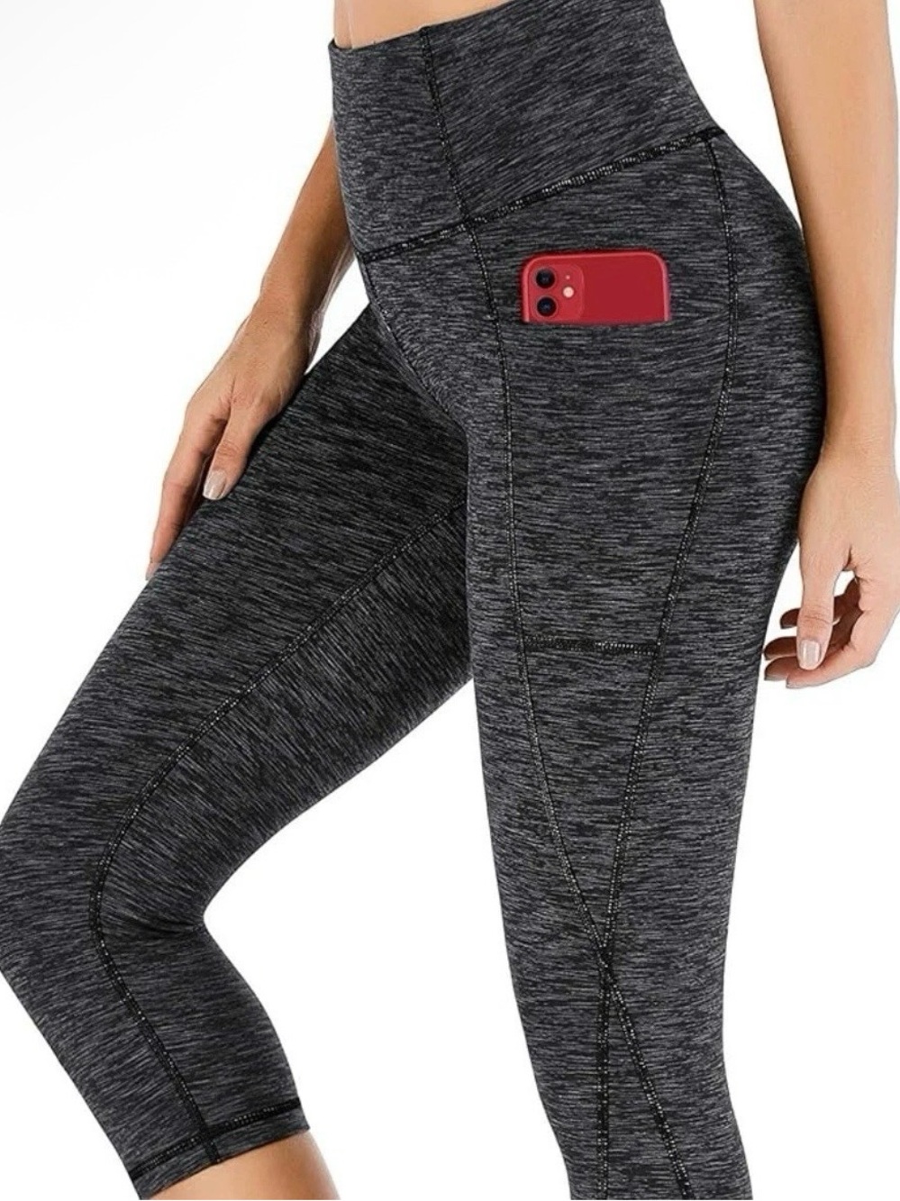 Heathyoga Leggings Capri High Waisted Space Dye Mattblack Womens XXL NWT Gym